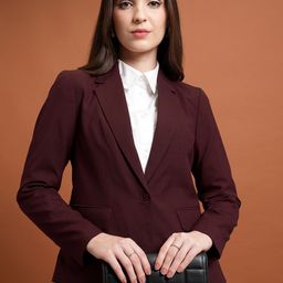 CHIC BY TOKYO TALKIES Maroon Women Single-Breasted Formal Blazer-image-108