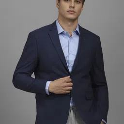 Louis Philippe Self Design Slim-Fit Single Breasted Formal Blazer-picture-4