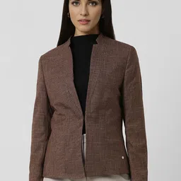 Van Heusen Self Design Notched Lapel Collar Formal Blazer-5