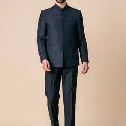 Tasva Men Mandarin Collar Bandhgala Slim-Fit Blazers-picture-35