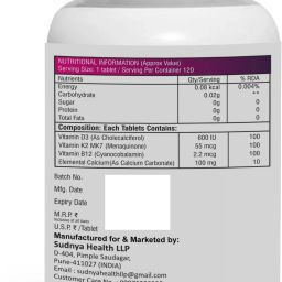 clearcut Vitamin D3 Vitamin K2 Vitamin B12 Calcium Tablets 120 image 2
