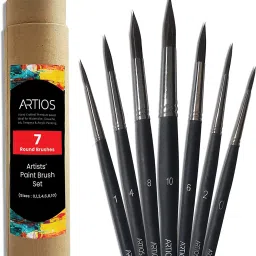 Round Paint Brush Set - Handmade Professional Artist Brushes with Brush Holder-14