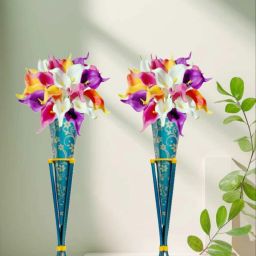 HOME DECOR PACK OF 2 FEROZI FLOWER VASE CORNER CENTRE PCS Iron Vase-image-23