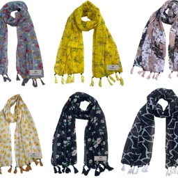 fusfus Printed Chiffon Women Multicolor Stole, Fancy Scarf, Scarf-picture-35