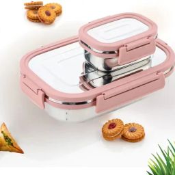 Stalwart Stainless Steel Leak Proof, Airtight 2 Containers Lunch Box 2 Containers Lunch Box-image-45