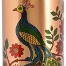 Premium Quality 100% Copper Water Bottle Leak Proof and Peacock design Printed 1000 ml Bottle-image-34