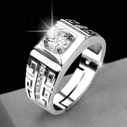 Karishma Kreations Rings for men boys boyfriend Adjustable Silver ring Stainless Steel, Steel Cubic Zirconia, Diamond, Crystal Rhodium, Silver, Titanium Plated Ring-picture-8
