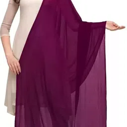 Chiffon Solid Purple Women Dupatta-10