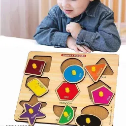 shreevi Shape Puzzles Learning Toys Sorting Blocks Board Game Pegboard Puzzle Wooden image 5