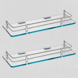 Polco Glass Shelf for bathroom Kitchen Living Room Shelf 12x6 Pack 2 Glass Wall Shelf-picture-13