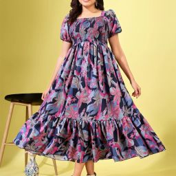 Women Fit and Flare Blue Midi/Calf Length Dress-image-17