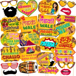 27 Pcs Mehandi Props for Photoshoot ,Marriage Props for Wedding for Bride&Family Photo Booth Board-picture-21