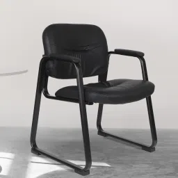 ESS-9015 Bonded Leather Executive Side Chair with Sled Base, Black Leather Office Visitor Chair-image-5