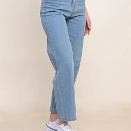 Women Flared High Rise Light Blue Jeans-image-97