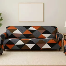 Polyester Geometric 3+1+1 Seater Sofa Cover-picture-24