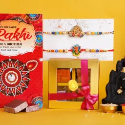 Rakhi for brother with adi yogi Paper, Polyresin Gift Box-image-40