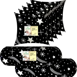 5 Cushion And 2 Microfibre Geometric Bolster Pack of 7-image-91