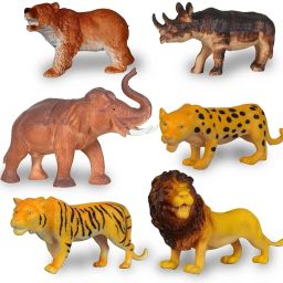 Big Size (Rubber ) Wild Animals Lion, Bear, Leopard, Elephant, Tiger and Rhino.-2