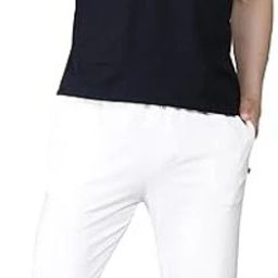 Men Solid White Track Pants-image-22