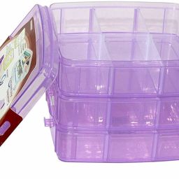 3 Layers 18 Grid Plastic Transparent Jewellery Storage Box Portable Jewellery Box Jewellery, Makeup Vanity Box , Portable Jewellery Box Accessories for Earrings Ring , makeup, Jewellery Vanity Box ( Any Available Colour ) Jewellery Organizer, Vanity Box Vanity Box Jwellery Vanity Box-20