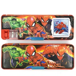 spartone Inbuilt Calculator & Sharpner Spider Man Art Plastic Pencil Box Geometry Box image 2