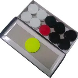 Acrylic Carrom Coins (10 Black,9 White, 1 Red) with Parrot Green Color Striker Carrom Pawns-picture-34