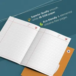 woodsnipe Double Line Notebooks | 176 Ruled Pages | Small Two Line Notebooks | Hard Brown Cover | 15.5 cm x 19 cm Approx | Pack of 5 Books | For School, College and Office Use | GSM 60 Regular Notebook Two lIne 880 Pages image 4