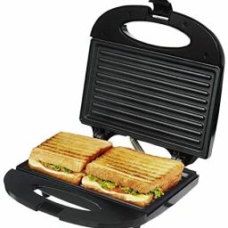 Spatter Coated Non-stick Sandwich Toasters With fixed Plate Grill (Black) Grill-10