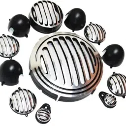 Chrome Headlight Grill / Jali Set with Tail Lamp, Indicator, Eyes for Reborn 350 Bike Headlight Grill-7