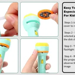 lariox 6 Slides 48 Patterns Mini Projector Torch Toy Slide Flashlight Torch 8 W 15 cm Tube Light image 3