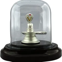 999 Pure Silver Shiv Linga/Mahadev Beautiful Idol/Murti/Statue with Acrylic Base Decorative Showpiece-16 cm-image-46