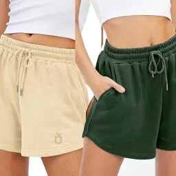 Pack of 2 Solid Women Multicolor Regular Shorts, Casual Shorts, Night Shorts-image-76