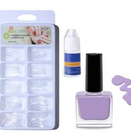 100PC TRANSPARENT NAIL ,1 NAIL PAINT , 1 NAIL GLUE-42