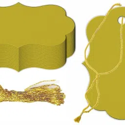 Stylish Gift Tag Colorful Blank Message Note Craft Paper With Golden String Greeting Card-image-17