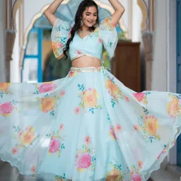 Printed Semi Stitched Lehenga Choli-image-1
