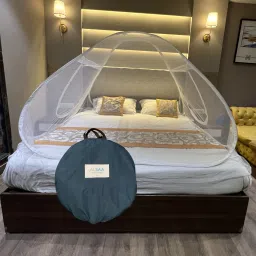 Polyester Adults Washable Polyester Adults Foldable Double Bed Mosquito Net (WHITE & WHITE) Mosquito Net-image-4