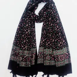 Cotton Blend Printed Black Women Dupatta-19