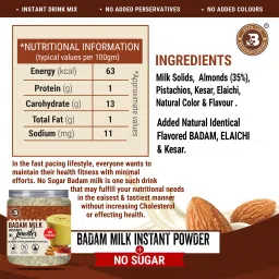 brew lab Nutritious Instant Sugar Free Saffron Badam Drink Mix with Real Almond-250gm image 3