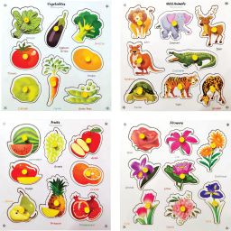 Vegetables, Animals , Fruits, Flowers Wooden Puzzle board for Kids-image-63