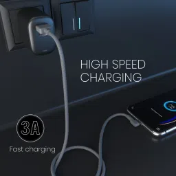 Portronics USB Type C Cable 3 A 2 m Konnect L with Data Sync, Nylon Braided, Tangle Resistant, Fast Charging Cable image 5
