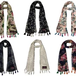 Printed Chiffon Women Multicolor Scarf, Stole, Fancy Scarf-image-97
