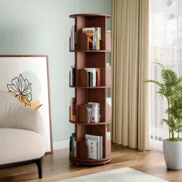 360° Rotating Engineered Wood Open Book Shelf-2