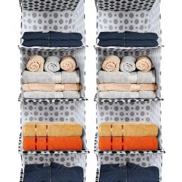 Non-Woven 4 Compartment Cloth Hanging Organizer / Storage Wardrobe for Almirah Closet Organizer-image-53