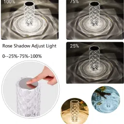 bm ecom traders BM Ecom Crystal Diamond Table Lamp Color Changing, Touch Control, Modern Bedside Table Lamp image 3