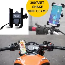 flipkart smartbuy Pre-Install C-Type Cable Version 3 Metal Body 360 Degree Rotating Handle Fitting Bike Mobile Holder image 5
