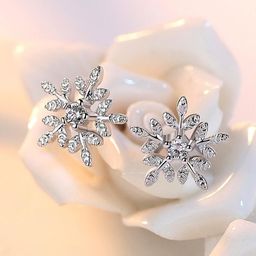 myki Cute Flower Zircon Sterling Silver Plated Earrings For Women & Girls Swarovski Crystal Sterling Silver Stud Earring-picture-3