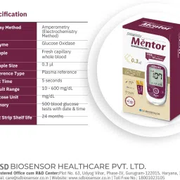 standard Mentor Digital Glucose Blood Sugar testing Monitor Machine with 25 Strips - Glucometer image 5