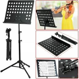 techtest Musical Instruments Music Sheet Holder Music Book Stand Music Notation Stand Portable Foldable Heavy Duty Metal Tripod Stand for Professional Singer and Stage Performance Orchestra Stand Gh-512 Notation Stand image 4