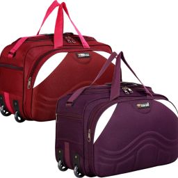 50 L Strolley Duffel Bag - Light Weight Small Travel Duffel Bag High-Quality Luggage Bag Combo Of 2 - Purple, Red - Regular Capacity-image-50