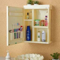 bathroom cabinet with mirror Plastic Wall Shelf-image-37